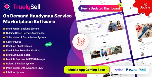 TruelySell – Professional Service Booking Marketplace | Bark & TaskRabbit Clone (Laravel 12)